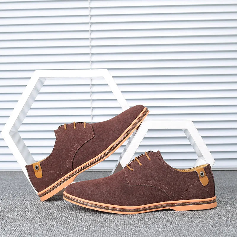 2022 Spring Suede Leather Men Shoes Oxford Casual Shoes Classic Sneakers Comfortable Footwear Dress Shoes Large Size Flats