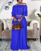 Liu Ming Hot Selling Custom 2024 Summer Women Ruffle Off Shoulder Tops Plus Size Wide Leg Loose Trousers Pants Set