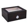 Cigar Humidor Luxury Tempered Glass Top Display Custom Packaging Wood Humidor Cigar Tobacco Case Box With Hygrometer