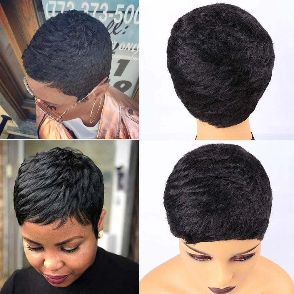 Pixie Cut Wig Human Hair Short Pixie Cut Wigs for Black Women Human Hair Glueless Short Layered Brazilian Virgin Hair Pixie Wig