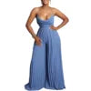 D3281 Latest Design Sexy Summer Jumpsuit Women Chain Halter Neck High Waist Backless Pleated Wide Leg Jumpsuit for Ladies