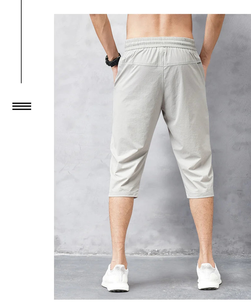 Male Bermuda Board Quick Drying Beach Black Men's Long Shorts Men's Shorts Summer Breeches 2025 Thin Nylon 3/4 Length Trousers