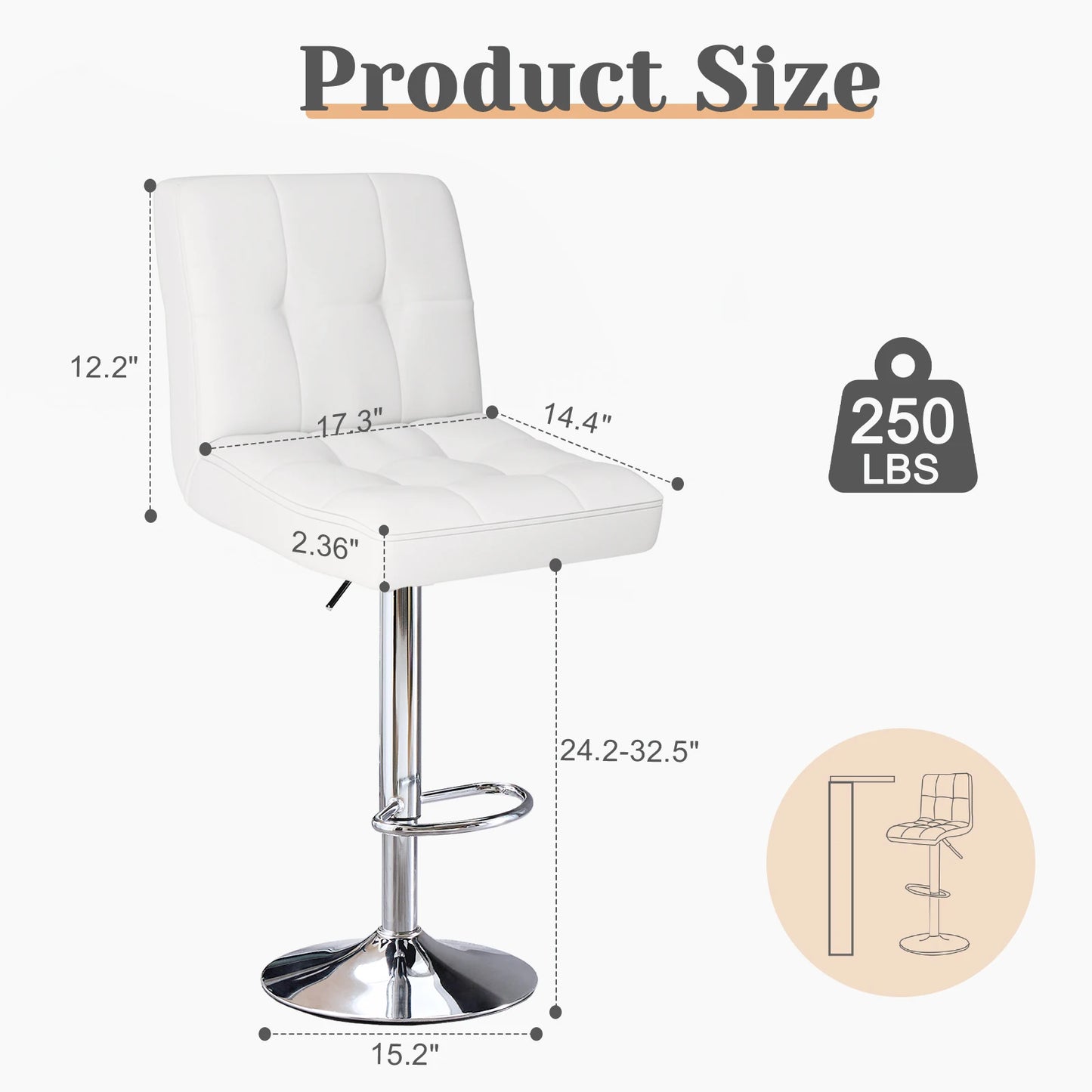 Modern Square Cushion Bar Stool with Backrest PU and Fabric Material for Kitchen Home Bar Hotel Dining and Party Use