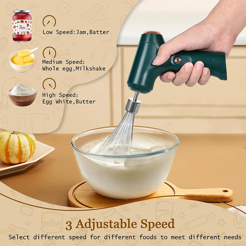 Electric Cordless Portable Plastic PP Automatic Push Button Immersion Hand Blender Whisk Cream Whipper 6 Blades Dessert Tools