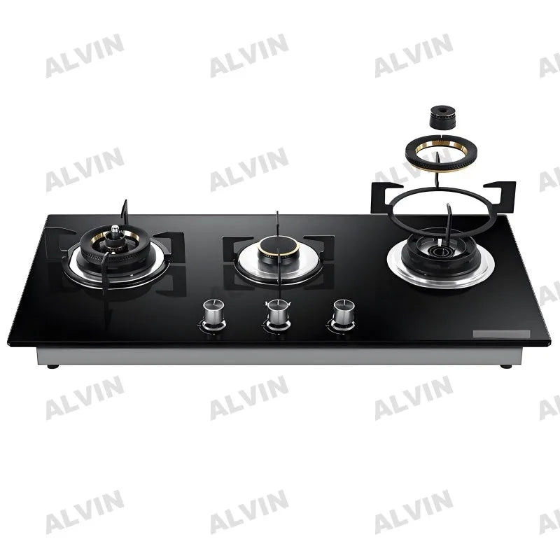 Built-in 4 Burners Cast Iron Grill Pusle Ignition Copper Injector Hobs Stainless Steel Panel Gas Stove