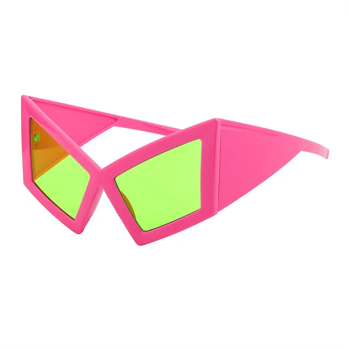 Avant-Garde Custom Logo Oversized Model Catwalk Show Irregular Sunglasses Uv400  Large Frame Contrast Color Y2k Punk Sunglasses