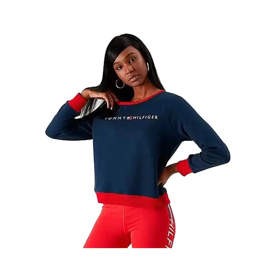 Tommy Hilfiger Logo Pullover Womens Active Sweaters Color: Blue/Red/White | 100% Authentic