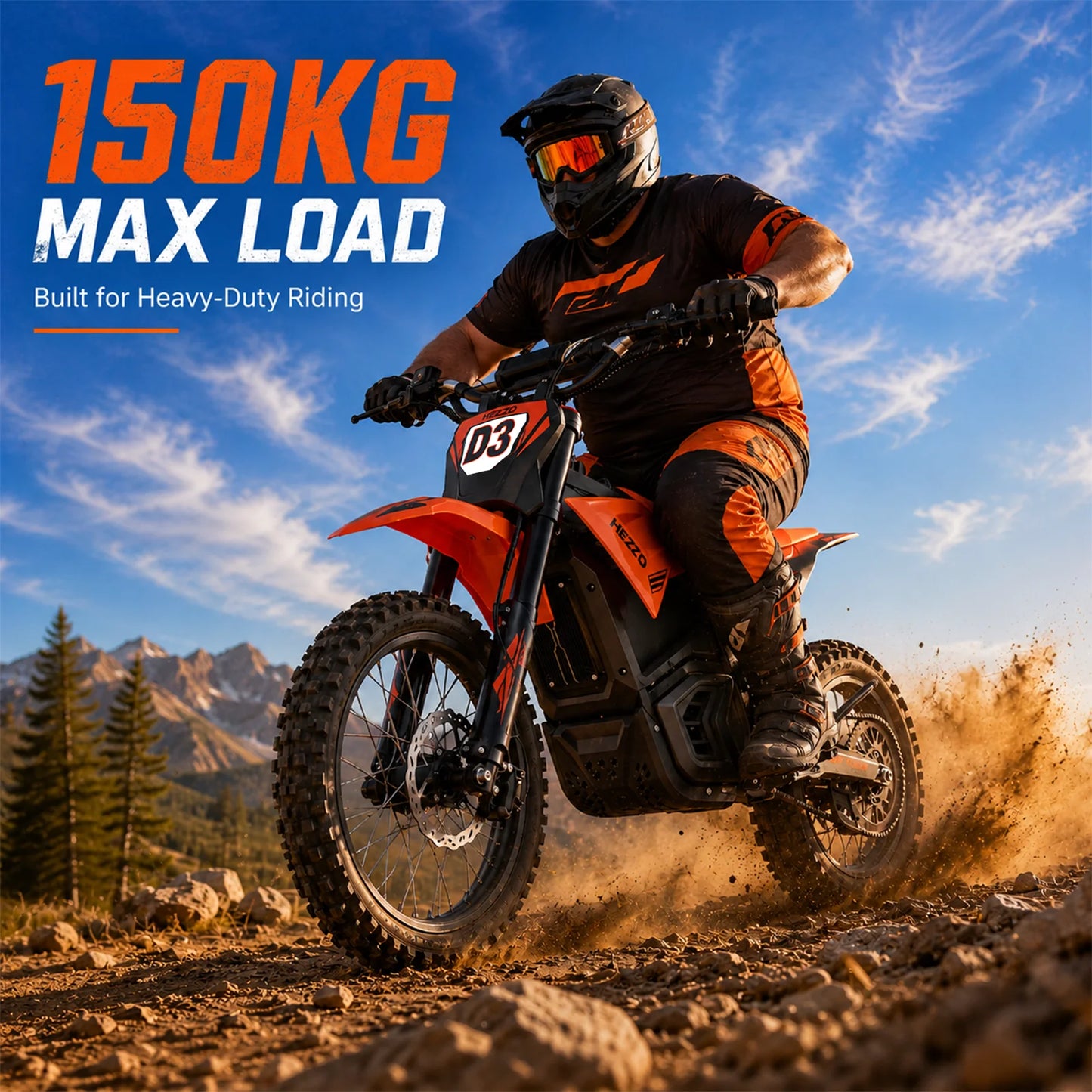 2026 HEZZO Electric Dirt Bike 60V 8000W 30AH off Road D3PRO Ebike Powerful Racing Mountain Electric Bike Enduro Motorbike