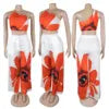 S10831 Latest Design Summer Outfits for Women Slim Single Shoulder Printed Top and Wide Leg Pants Two Piece Set for Women