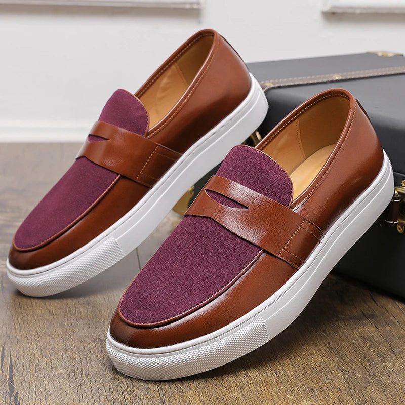 Men's Premium Faux Suede Leather Penny Loafers - Classic Slip-On Moccasin Shoes for Casual & Formal Wear