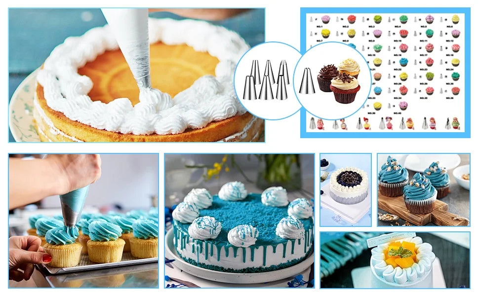 Professional Blue 236pcs Baking Pastry Tools Kit Cake Decorating Supplies Storage Case Piping Bags Icing Tips for Cupcake Adults