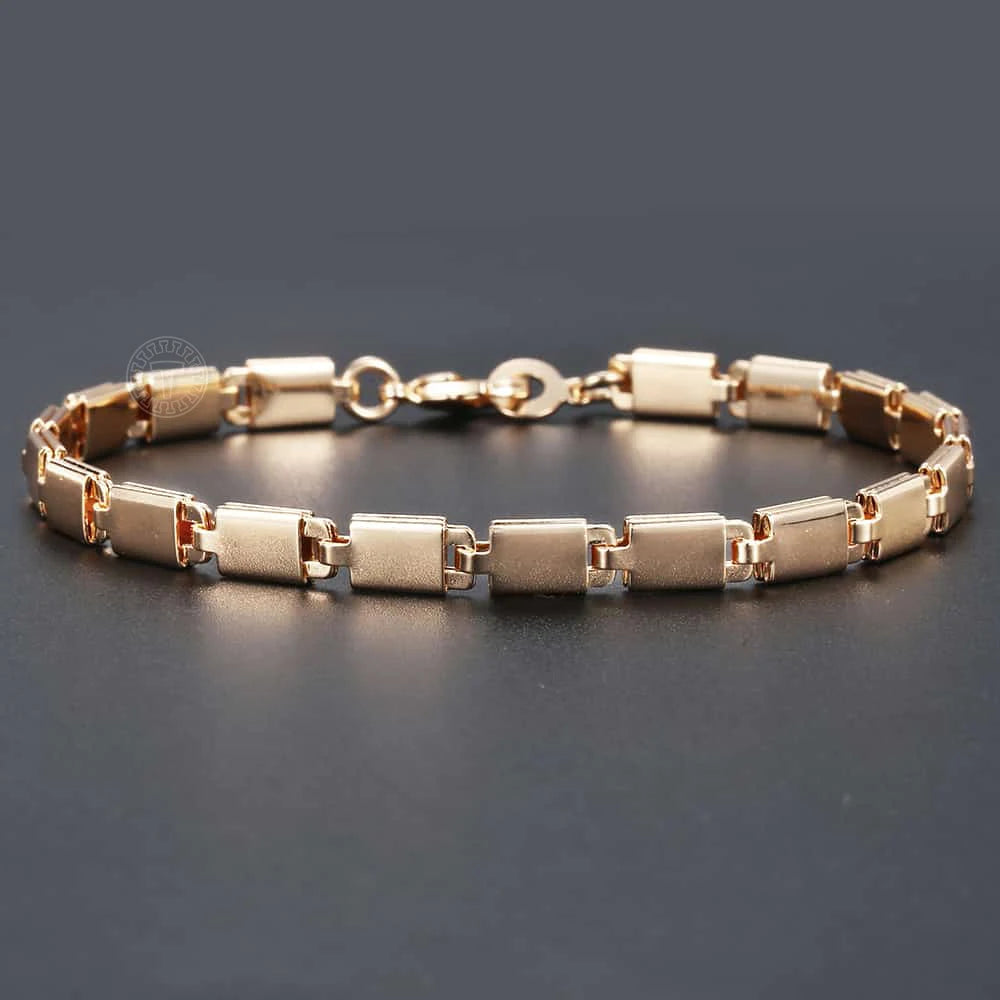 585 Rose Gold Color Bracelets For Women Light Marina Stick Chain Bracelet Woman Jewelry Fashion Valentine's Day Gifts 5mm  CB10