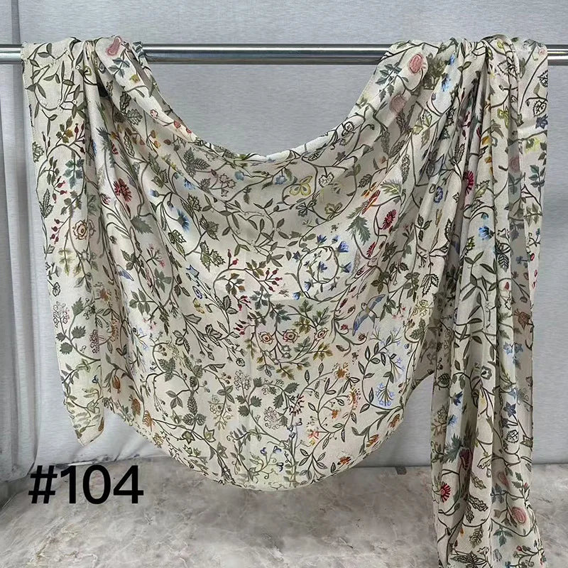 Soft Breathable Modal Hijab for Muslim Women New Digital Printed Woven Scarf Cotton Modal for Autumn