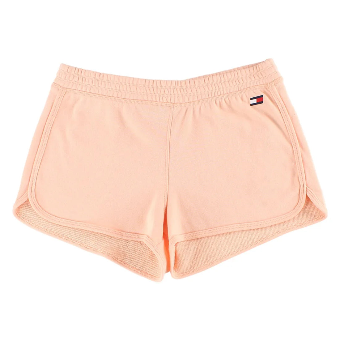 Tommy Hilfiger Dolphin Hem Shorts W/ Flag Embroide Womens Active Shorts Color: Peach Pink | 100% Authentic