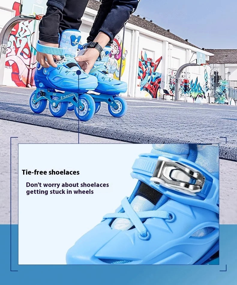JINGYU G17 Professional Speed Skate Shoes for Kids Outdoor Beginners In-Line Roller Skates PU Wheel Adjustable 6000 Bearing for