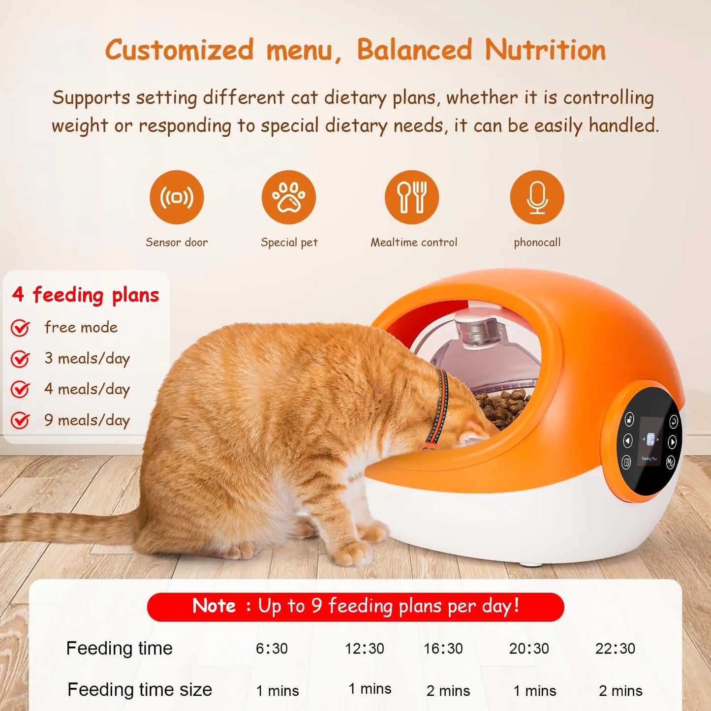 High-Tech Microchip Pet Feeder with RFID Tag Smart Control & Portion Scheduling for Healthy Feeding