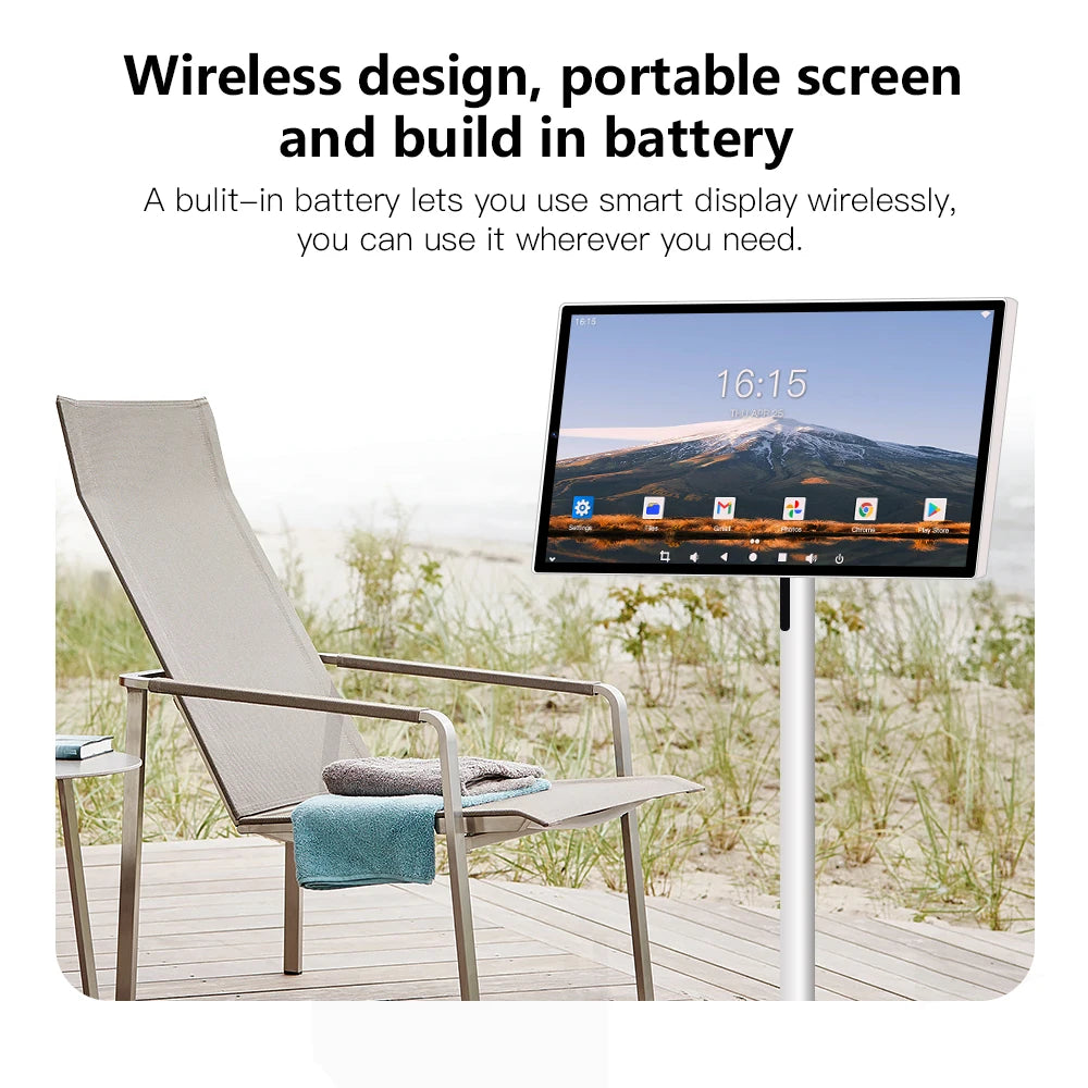 24 Inch 128GB 13MP Camera  Rolling Tablet TV  Remote Control Tutorials Home Gym Workout Android Portable Smart TV