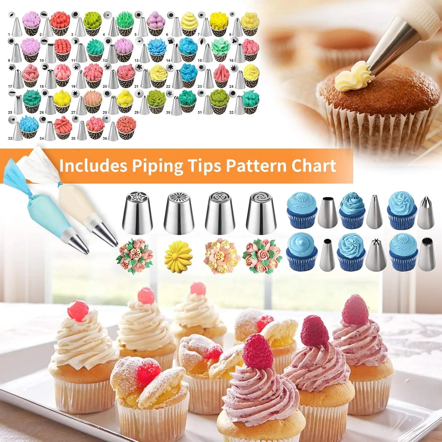 Professional Blue 236pcs Baking Pastry Tools Kit Cake Decorating Supplies Storage Case Piping Bags Icing Tips for Cupcake Adults