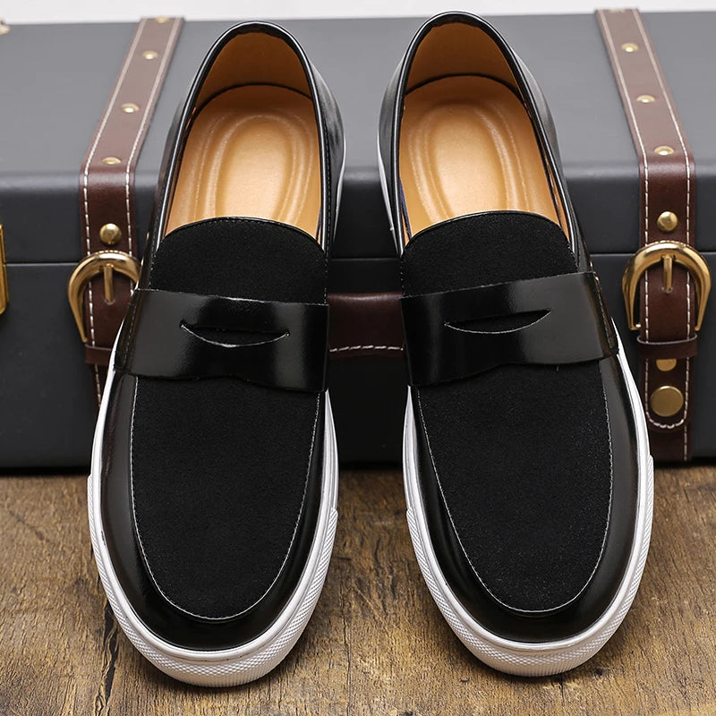 Men's Premium Faux Suede Leather Penny Loafers - Classic Slip-On Moccasin Shoes for Casual & Formal Wear