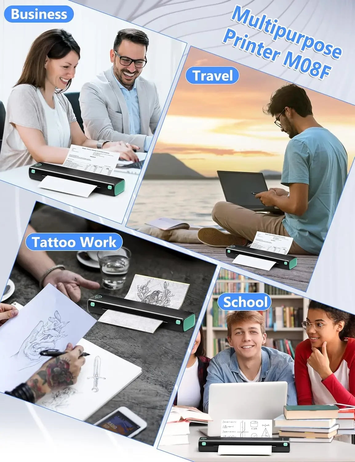 Phomemo Portable Printer Wireless Thermal Printer With Letter Size Paper Contract Printer for Office/PDF/Travel/Home