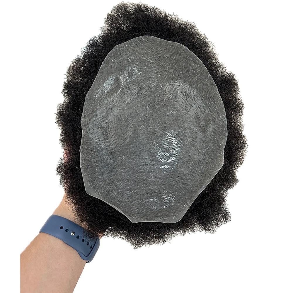 Premium 100%  Human Hair Systems Toupees for Men-Afro Kinky Curly with PU Base Natural Hairline | Wholesale Available