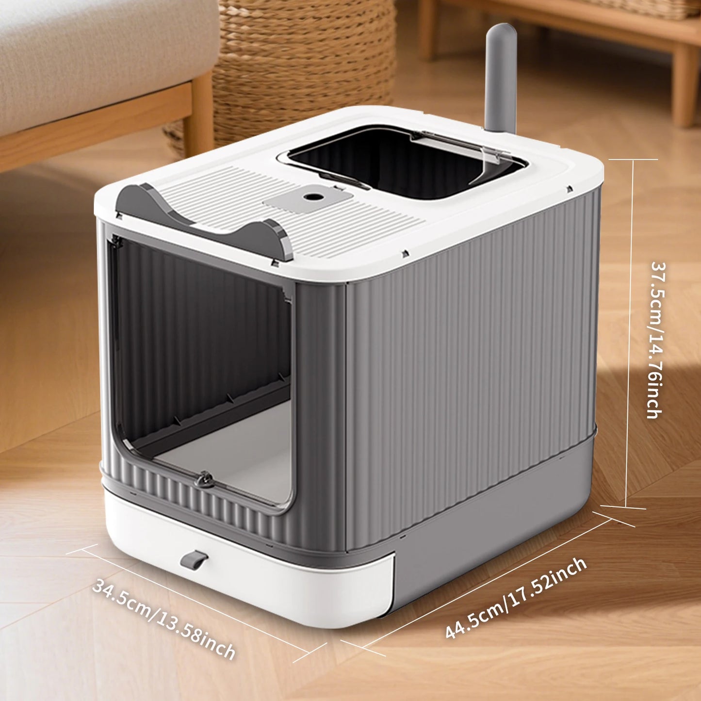 Oversized Anti-Splash Fully Enclosed Cat Litter Box Sterilization Deodorant PP Material 2200g Model YR-SHL052010 Wholesale