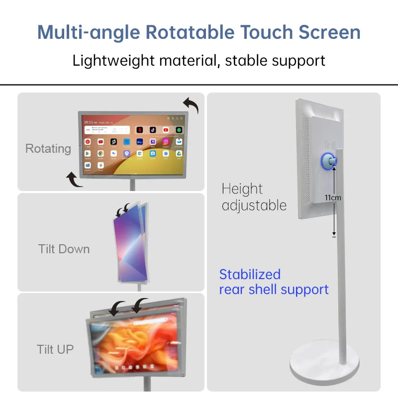 24-Inch Android Smart Flat Touch Screen TV with HD Camera 12V Rechargeable Portable IPTV WLED Backlight US Warehouse