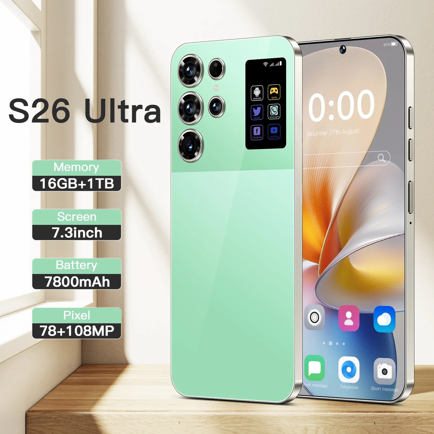 S26 Ultra Phone Global Version Mobile Phone 16GB Android 14 Cellphones Unlocked Smartphone