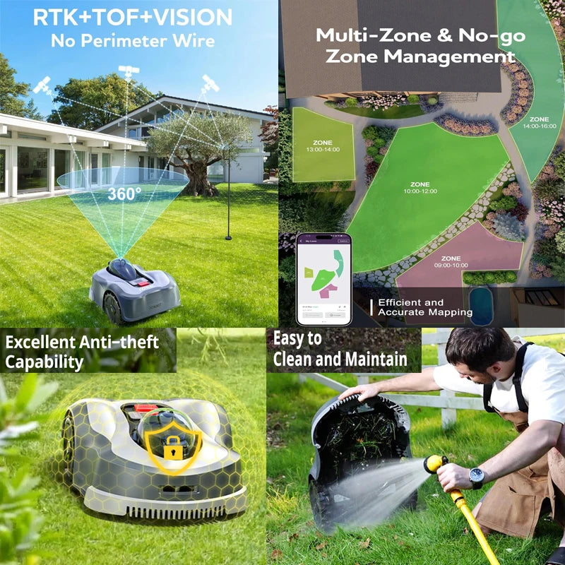 2025 Cordless GPS Navigation Smart Robot Lawn Mower Automatic Rechargeable with Battery Power Self-Propelled Garden Grass Cutter