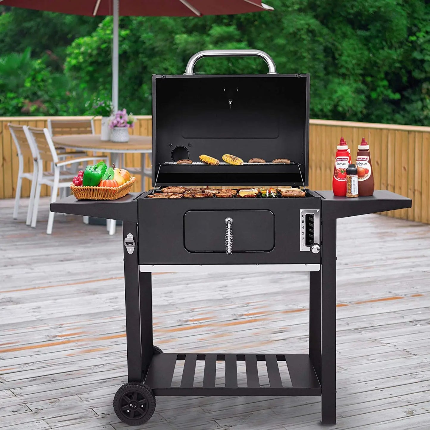 Large Cooking Area Barbecue Smoker Drum Charcoal Bbq Grill Offset Smoker