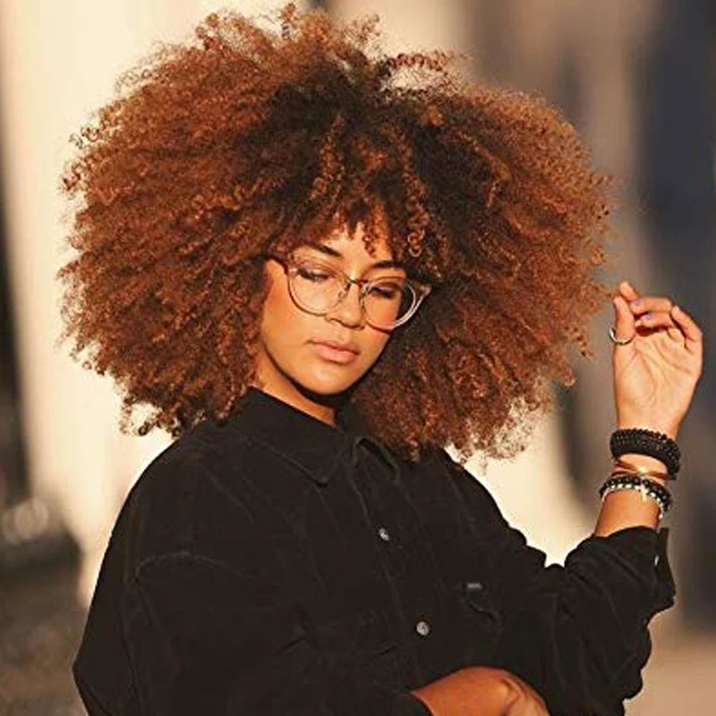 Afro Curly  Natural Color  Accept Customization Black Brown Blonde Short Hair Wig Synthetic for Black Women Synthetic Curly Wigs