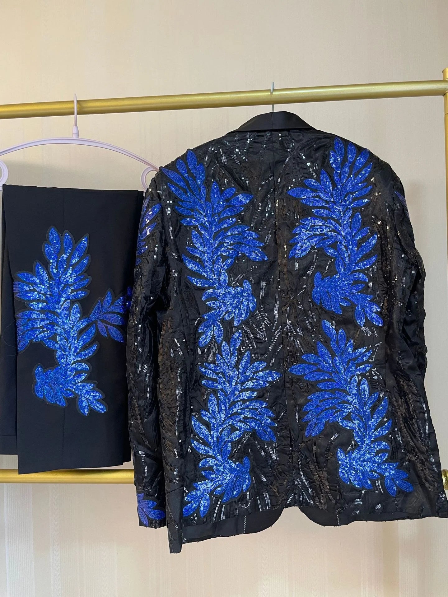 Wholesale Custom Sequin Model Performance Stage Host Wedding Party Suit 2-Piece Set for Men