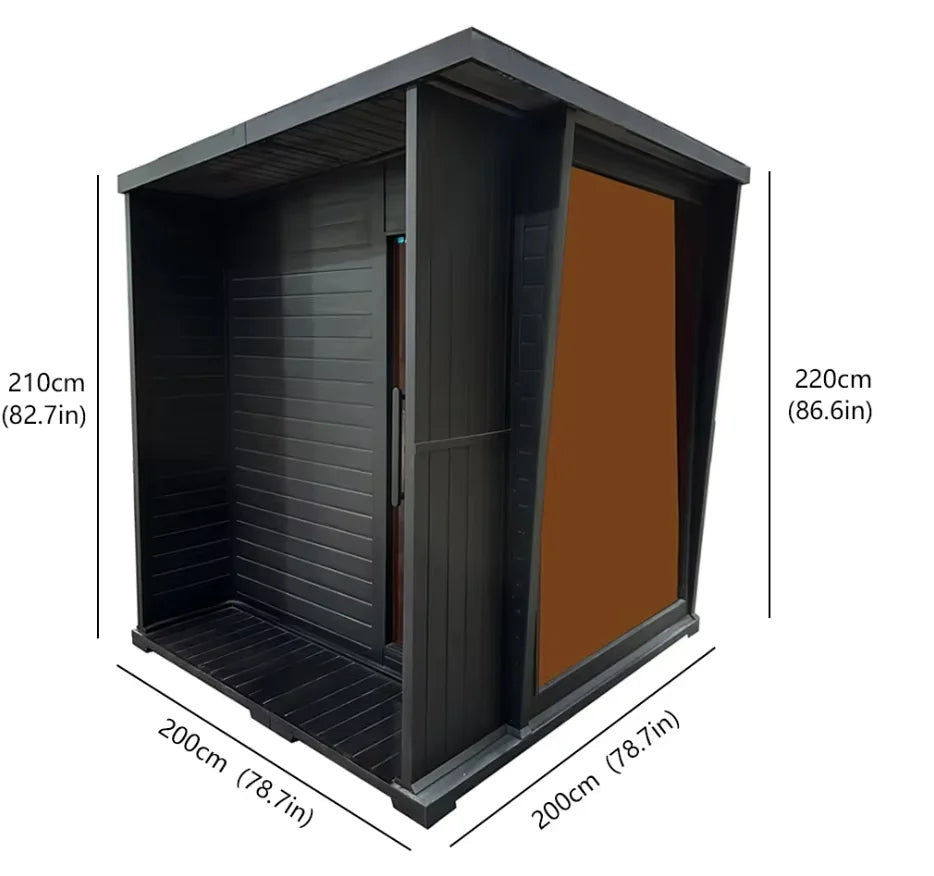 US in Stock Cedar Hemlock Black Modern Electric Outdoor Sauna Wet Steam Sauna with Control Panel 4 Persons for Gardens Villas