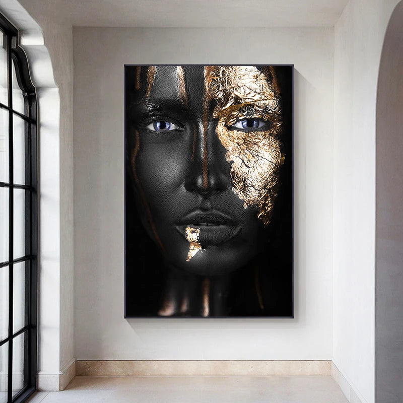 Modern Black Beautiful African Women Print Canvas Wall Art Oil Painting Frame Cuadros Sexy Girl Art Wall Painting