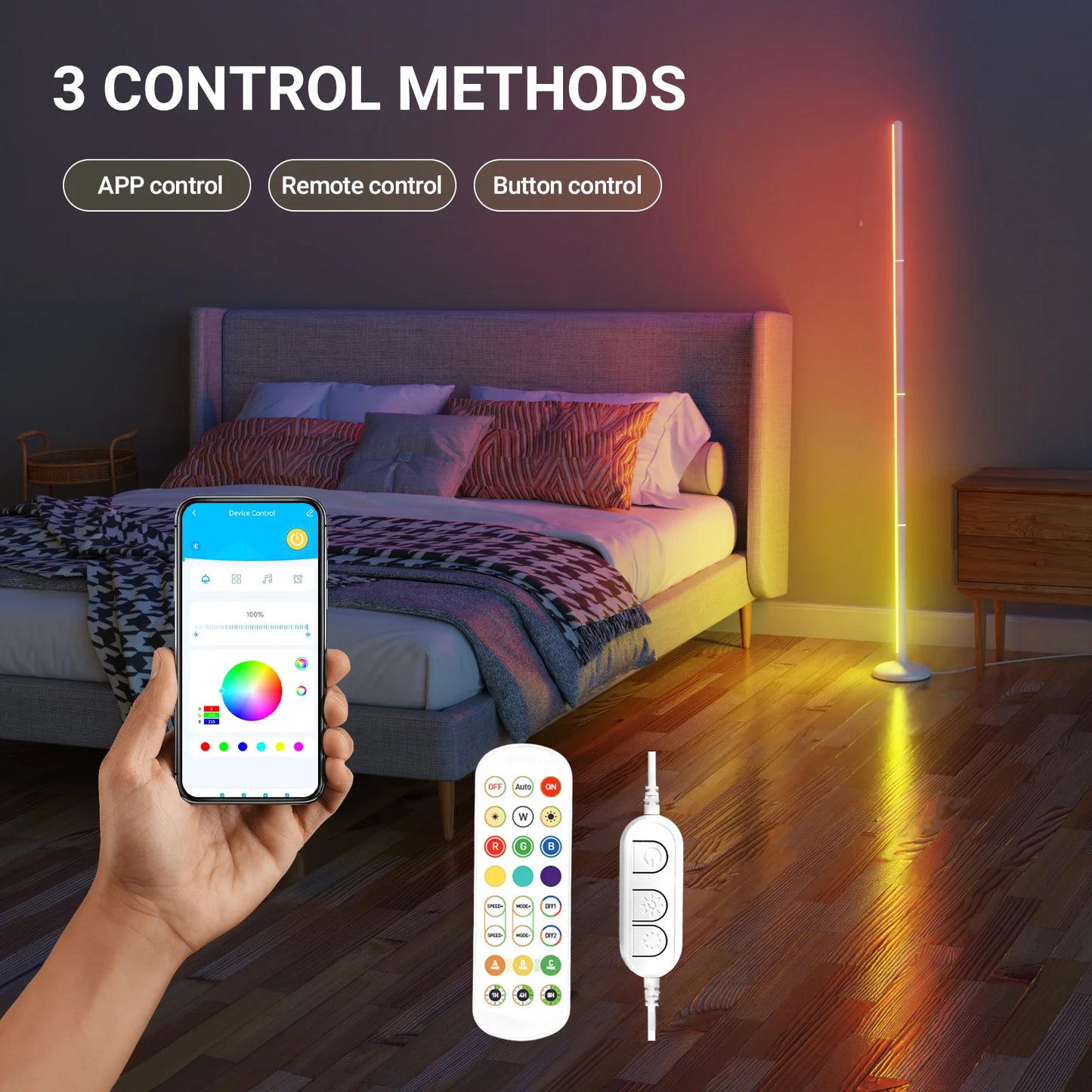 RGBIC Built-in with Segmented Splicing, 5V Low Voltage 10W Energy-Saving, Design for Modern Home Floor Ambient Lighting