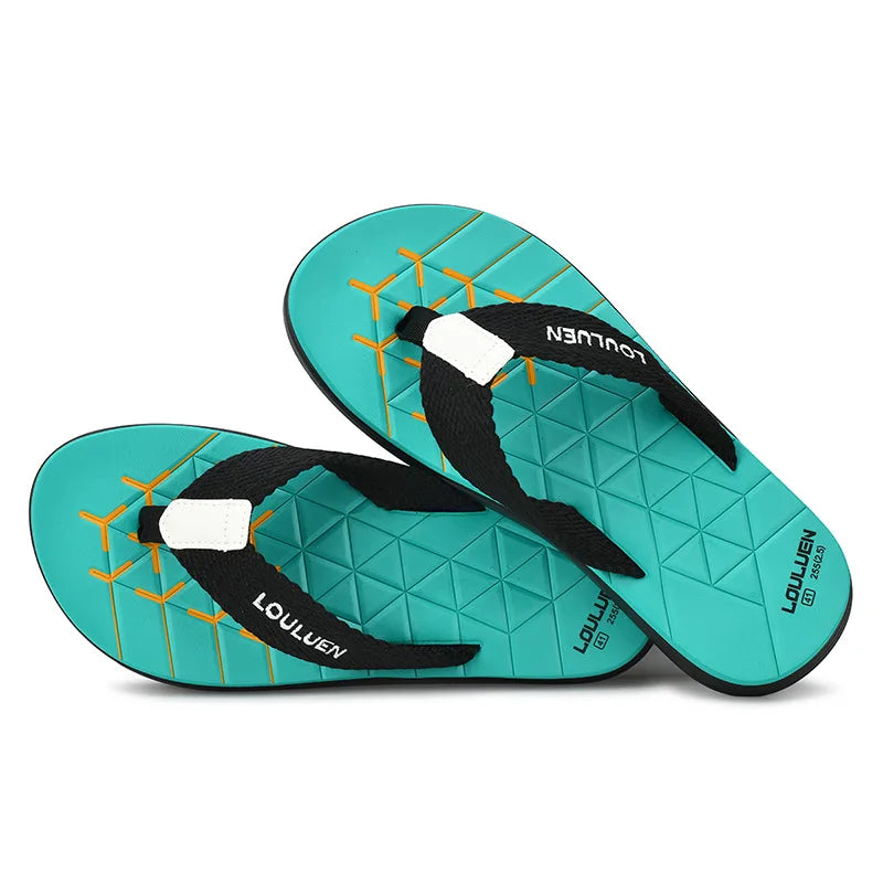 Sandals Men Beach slippers Shoes Outdoor Non-slip Slippers Striped Color Matching Beach Leisure Flip-flops Mens Slides Slipper