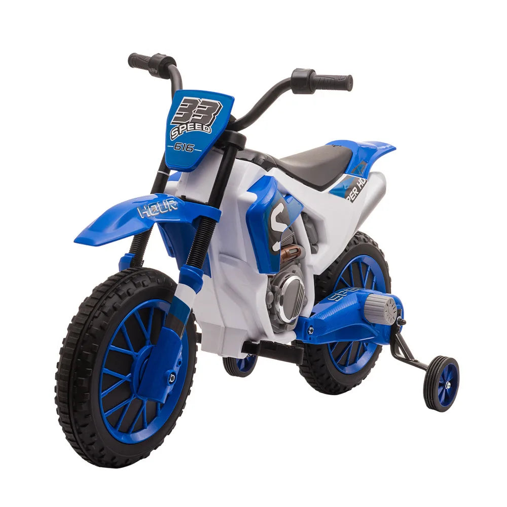 12V Kids Electric Scooter Battery Powered with Training Wheels Rear Wheel Drive 45 Mins Playtime Kids Electric Dirt Bike for 3-5
