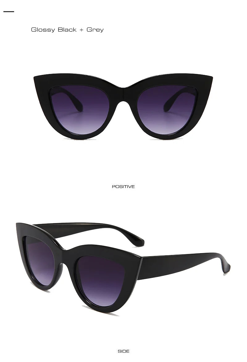 SHAUNA Retro Cat Eye Sunglasses Women UV400 Metal Hinge Fashion Gradient Mirror