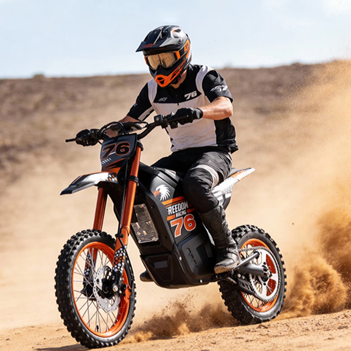 US Stock Electric Dirt Bike, 3000W Peak Mid- Drive Motor 14''/12'' Off-Road Tires, Hydraulic Brakes & Dual Suspension for Teens
