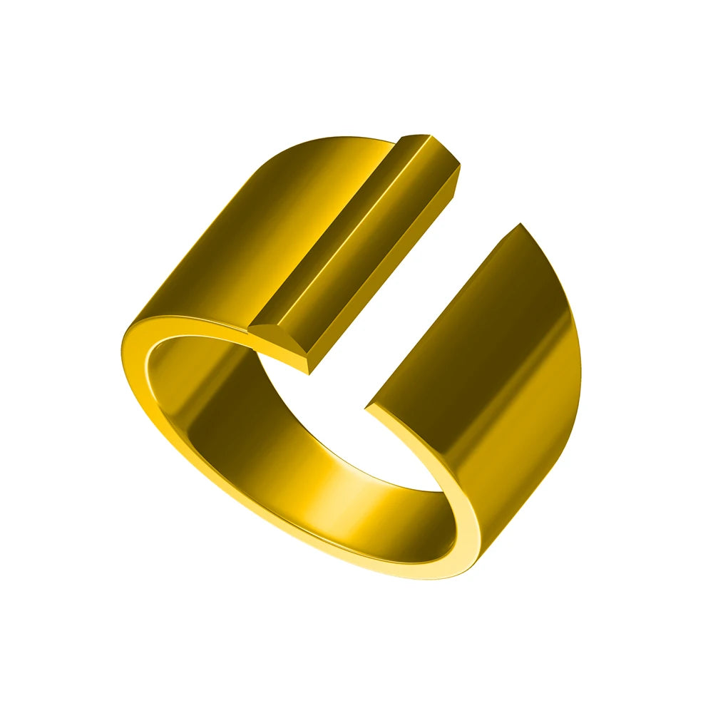 Letter Ring A-Z  26 Capital Letters Plated  Real 18K Gold Opening Adjustable Man Women Fashion Jewelry Rings