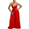 D3281 Latest Design Sexy Summer Jumpsuit Women Chain Halter Neck High Waist Backless Pleated Wide Leg Jumpsuit for Ladies