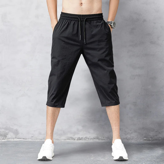 Male Bermuda Board Quick Drying Beach Black Men's Long Shorts Men's Shorts Summer Breeches 2025 Thin Nylon 3/4 Length Trousers