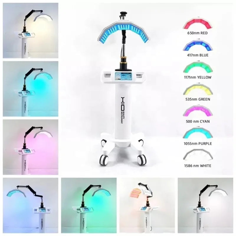 Professional 7-Color LED Photon Skin Care Equipment Face Nose Wrinkle Remover Whitening Effect Standing PDT Light Acne Treatment