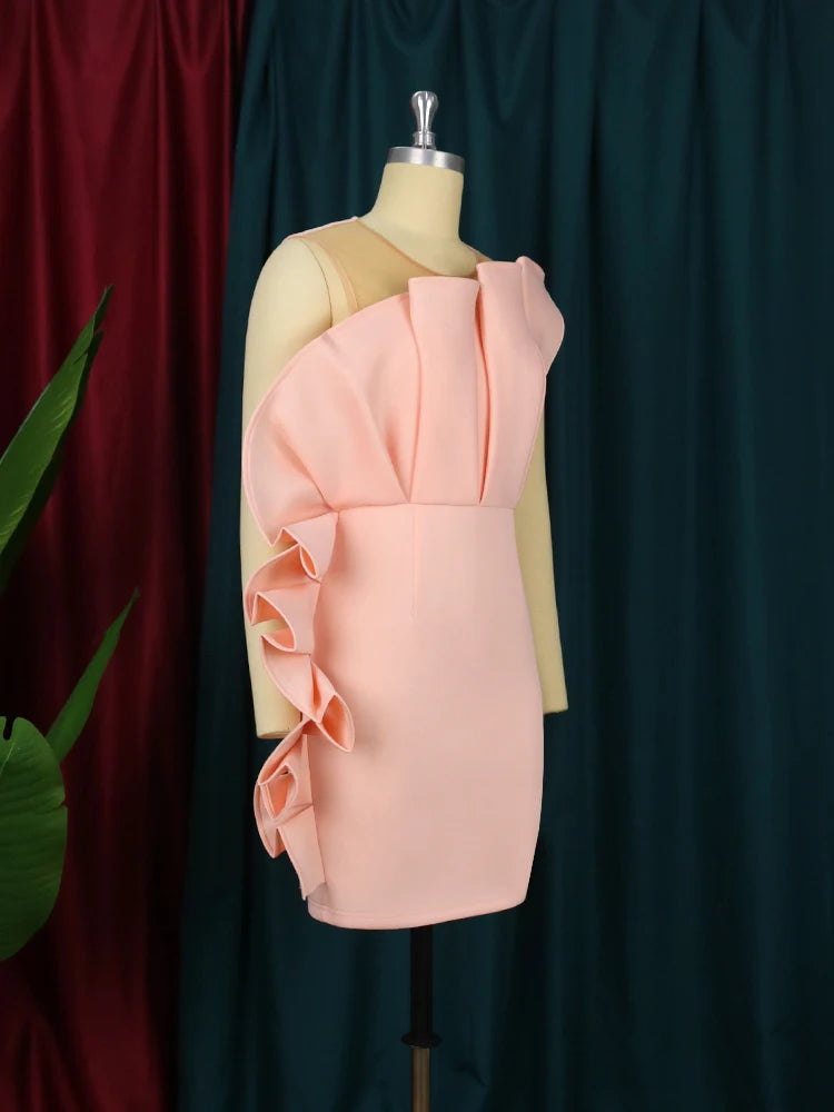 Summer Ruffle Night Gown Party Sexy Cute Pink Prom Mini Dress Girl