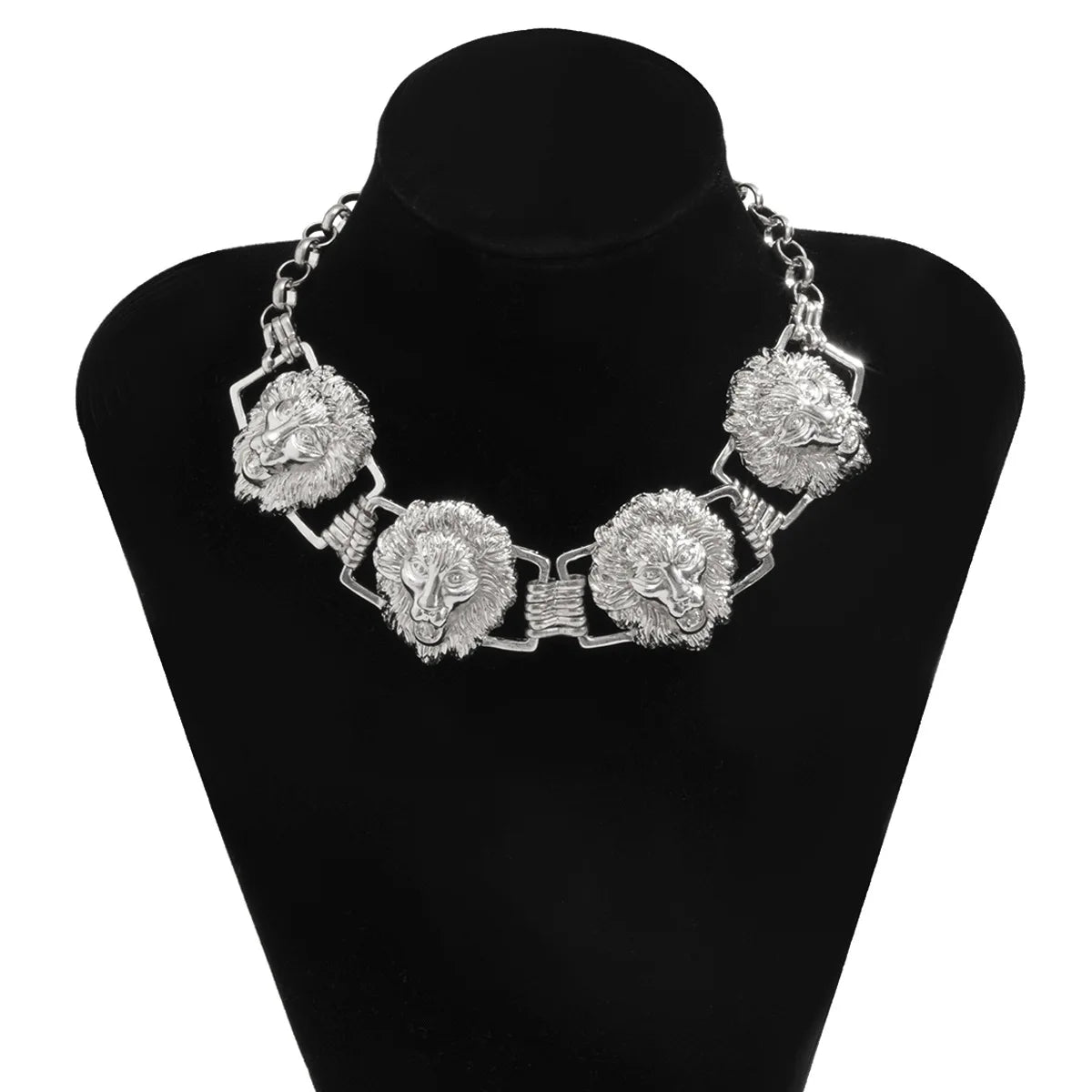 Hip Hop Heavy Metal Mens Necklace Lion Head Pendant Geometric Chain Necklaces for Women Party Choker Birthday Punk Rock Jewelry