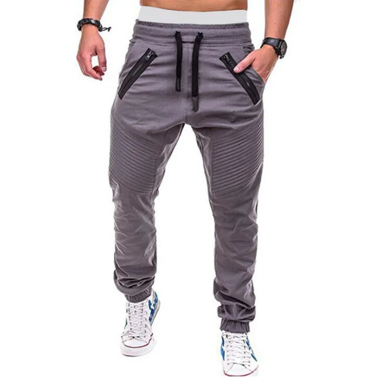 New Autumn Men's Casual Pants Mid-waist Multi-pocket Overalls Drawstring Men Pants Pure Color Fashion Pants