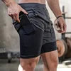 Men's 2-in-1 Camo Quick Dry Yoga and Running Shorts Compression Inner Layer Gym Fitness Jogging Pants