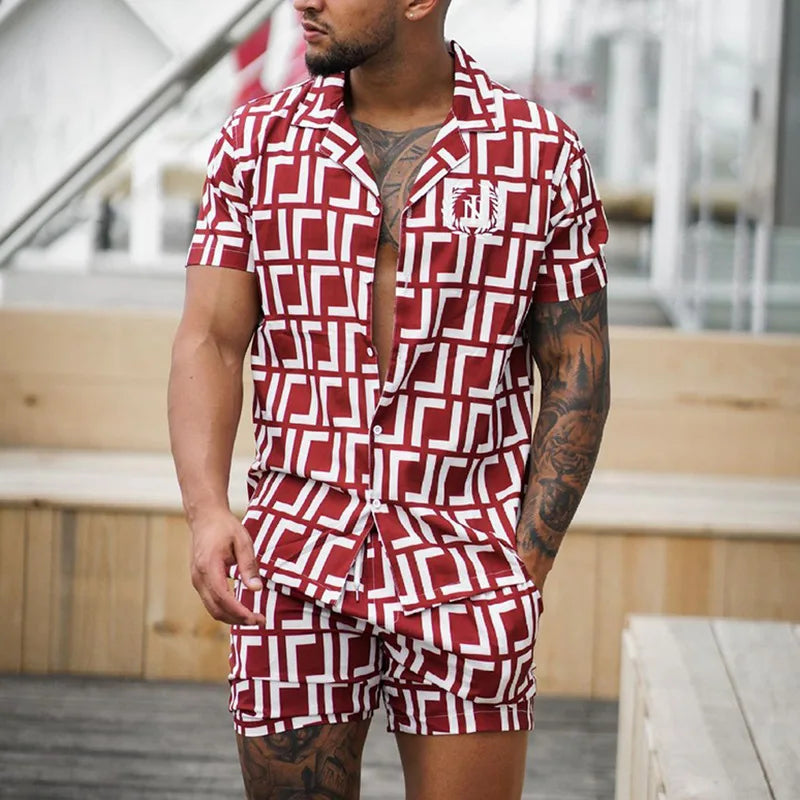 New Fashion Summer Shorts Tracksuit Men's Suit Active Wear 2 Piece Short Set Custom logo Blank Cotton Shorts Set Men