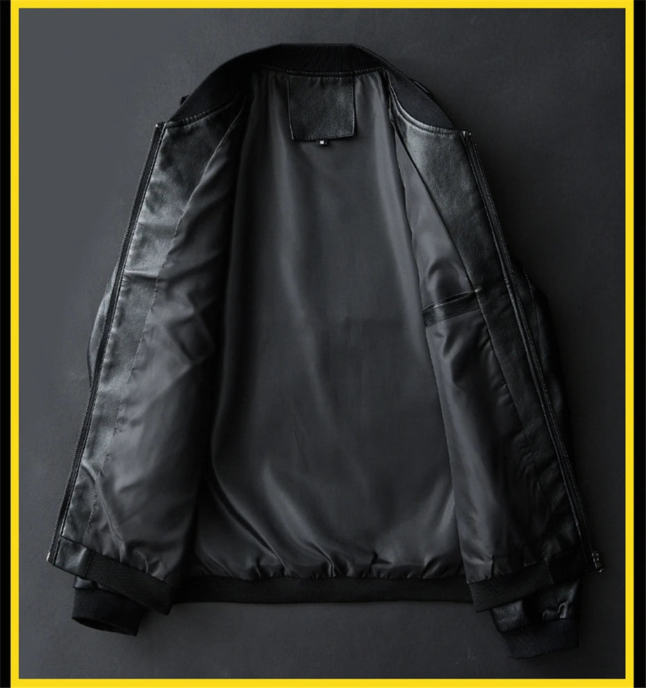Leather Jacket Bomber Motorcycle Jacket Men Biker PU Baseball Jacket Plus Size 7XL 2020 Fashion Causal Jaqueta Masculino J410
