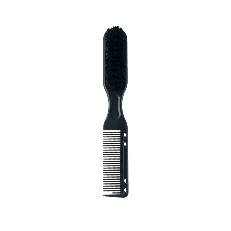 Custom Logo Barber Supplies Gold Twin Beard Comb & Brush Set with Nylon Bristles and Plastic Handle for Mens Grooming
